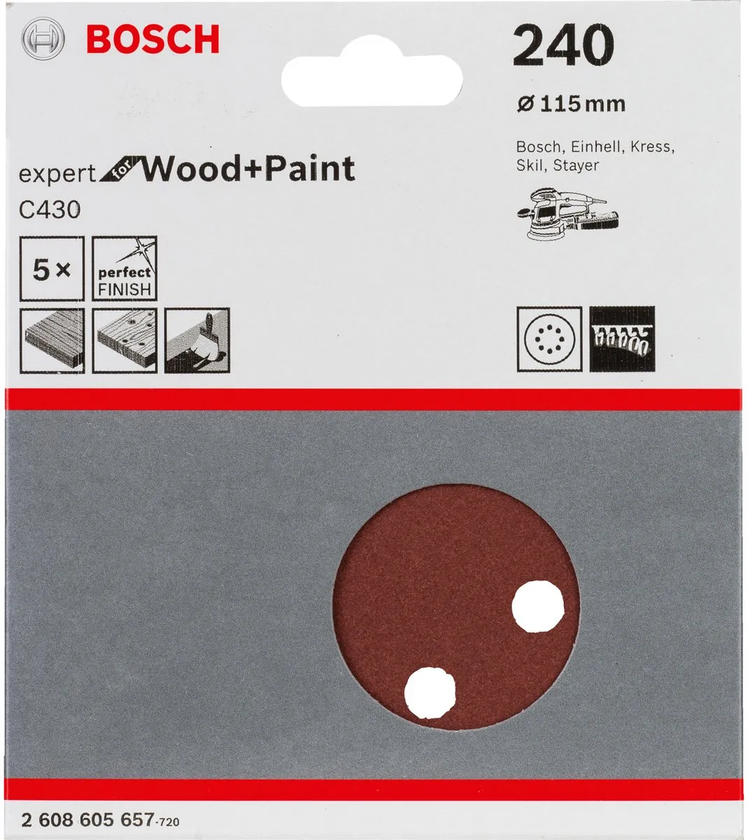 Bosch 5-delige Schuurbladenset 115mm - 240 - afbeelding 6 van 6