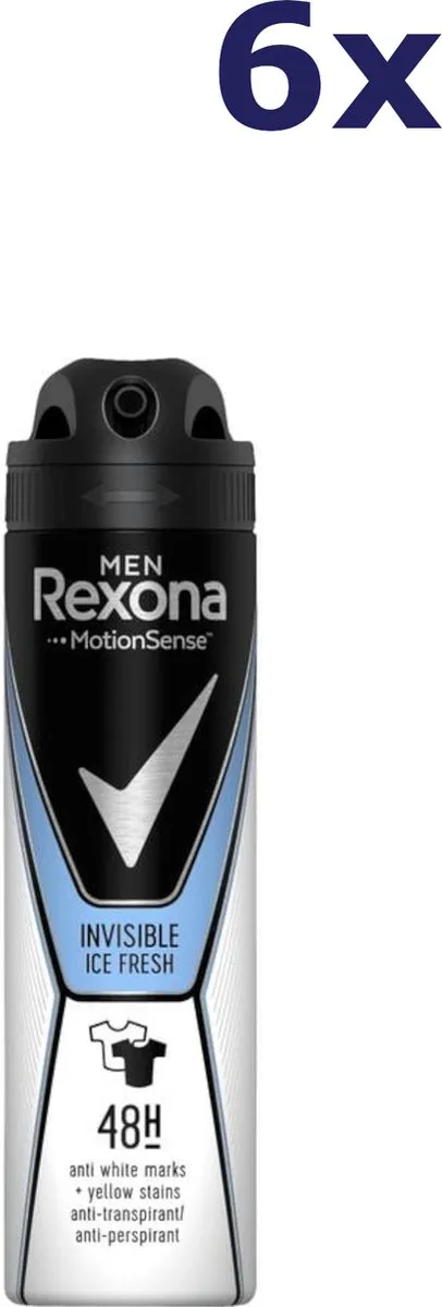 Rexona Men Invisible Ice Antitranspirant Spray 150ml - 6 Stuks