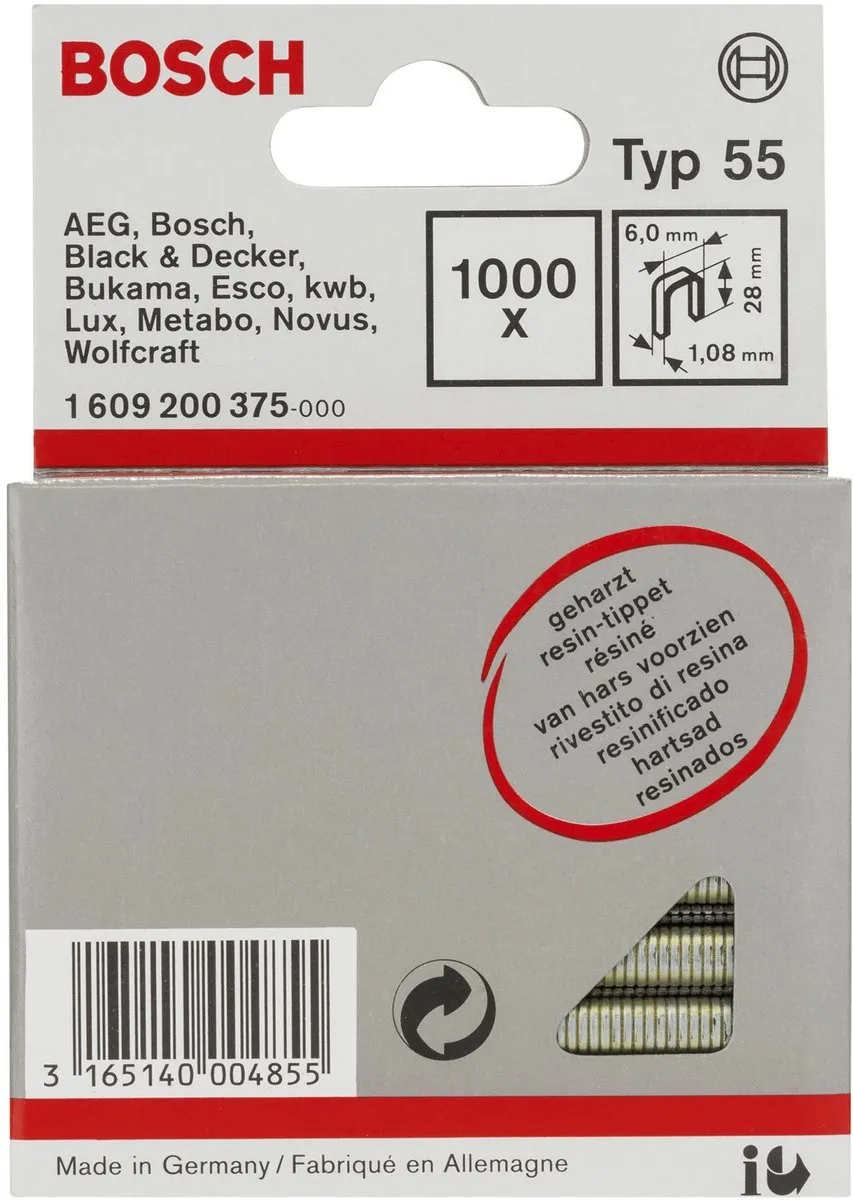 Bosch Niet met smalle rug type 55 1,08x28mm - 1000 Stuks