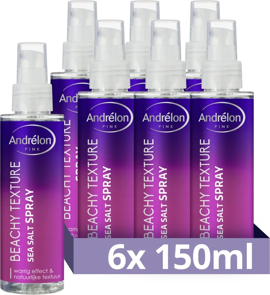 Andrélon Pink Beachy Texture Sea Salt Spray 6x150ml