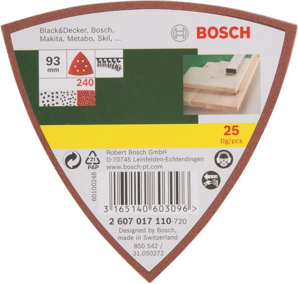 Bosch 25-delige Schuurbladenset - Deltaschuurmachine - Korrel 240