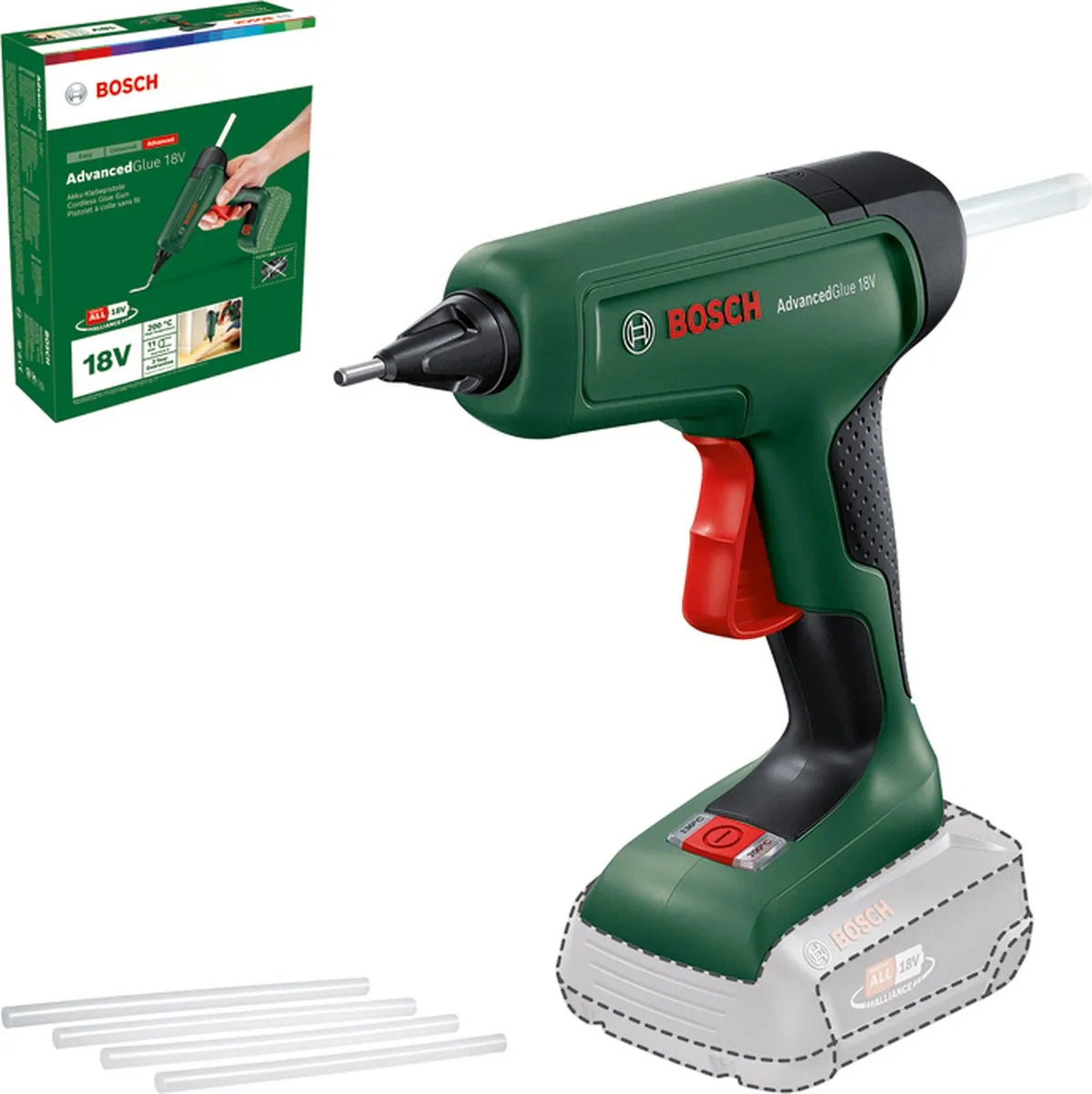 Bosch AdvancedGlue 18V Lijmpistool - 0603264800 - Donkergroen