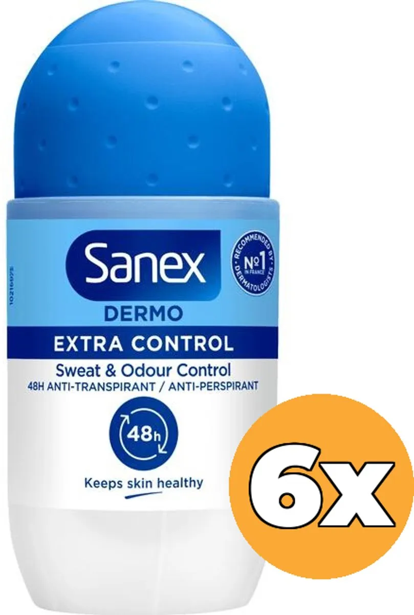 Sanex Deo Roller Dermo Extra Control 300ml - 6 Stuks - afbeelding 6 van 6