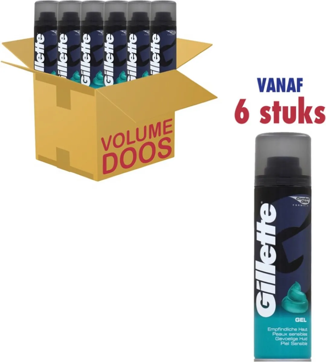 Gillette Shave Gel Original Sensitive - 6x200ml