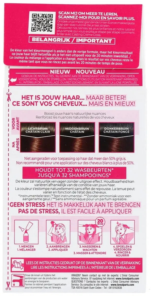 L'Oréal Paris Casting Crème Gloss 454 Mahonie Koperbruin - 3x1030ml - afbeelding 6 van 6