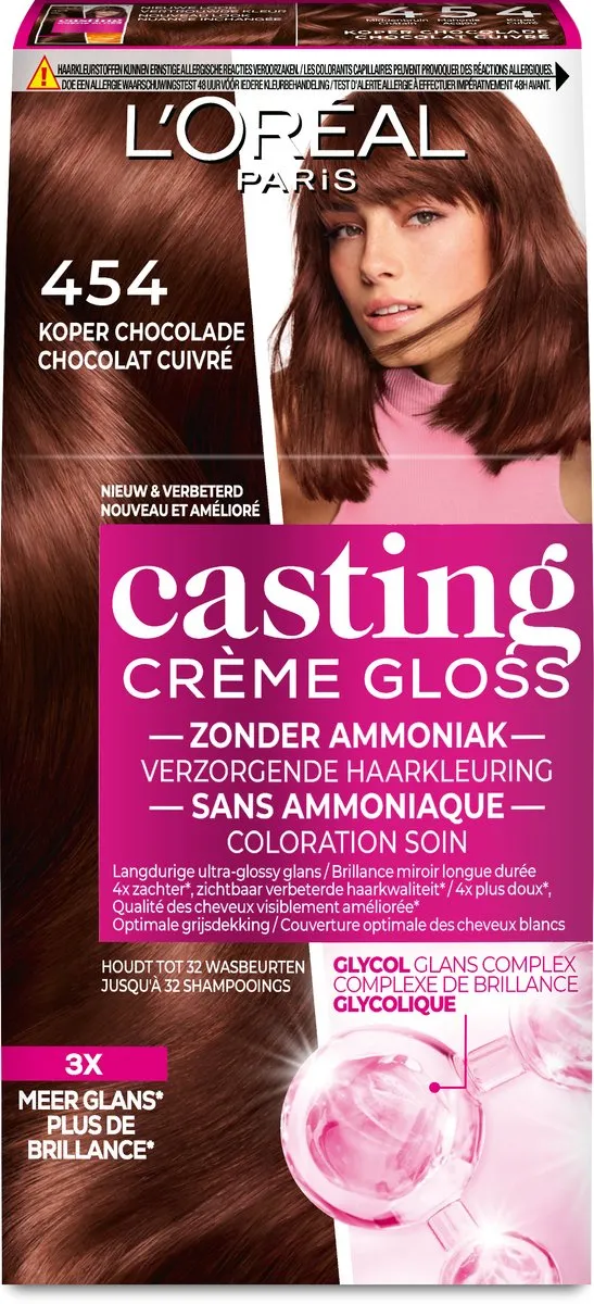L'Oréal Paris Casting Crème Gloss 454 Mahonie Koperbruin - 3x1030ml