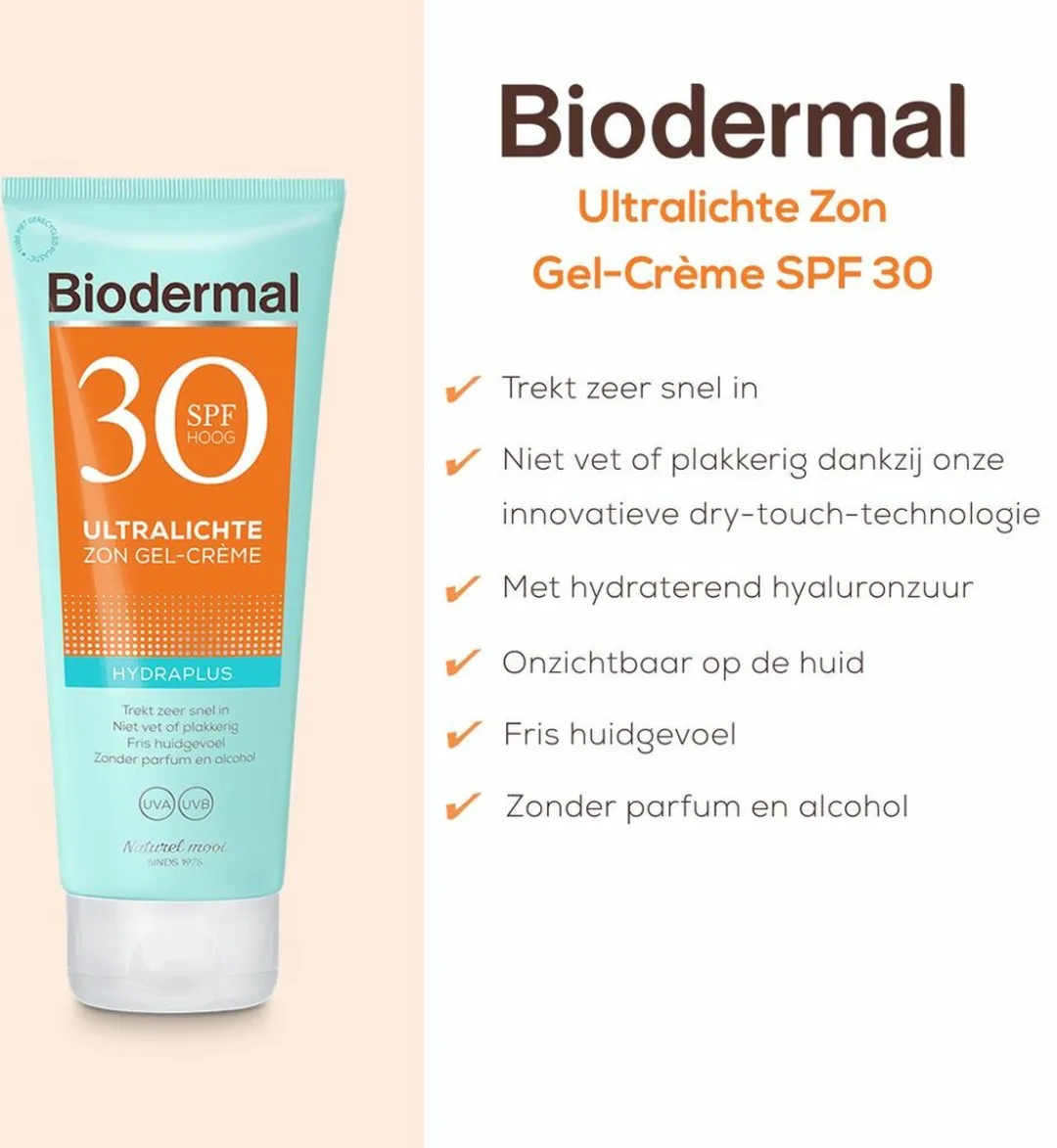 Biodermal Hydraplus Ultralichte Zon Gel-Crème SPF 30 - 150ml