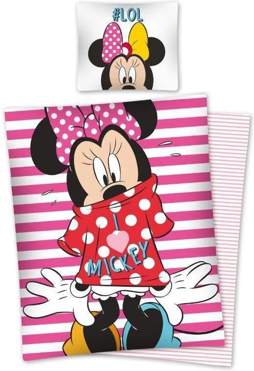 Disney Minnie Mouse Dekbedovertrek 140x200cm - Roze - afbeelding 2 van 2