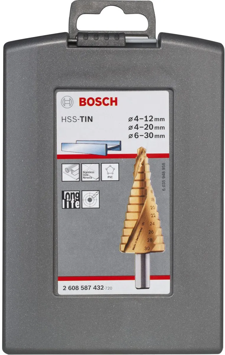Bosch HSS-TiN Stappenboor Set 3-delig - 4-12/4-20/6-30