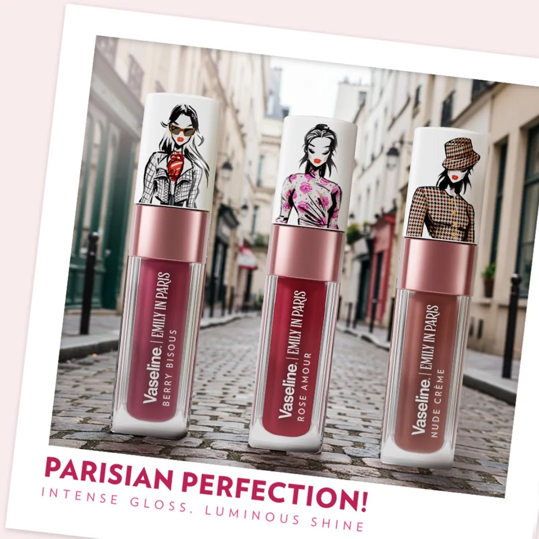 Vaseline x Emily in Paris Lip Oil - 12g (3x4g) - Berry Bisous/Nude Créme/Rose Amour