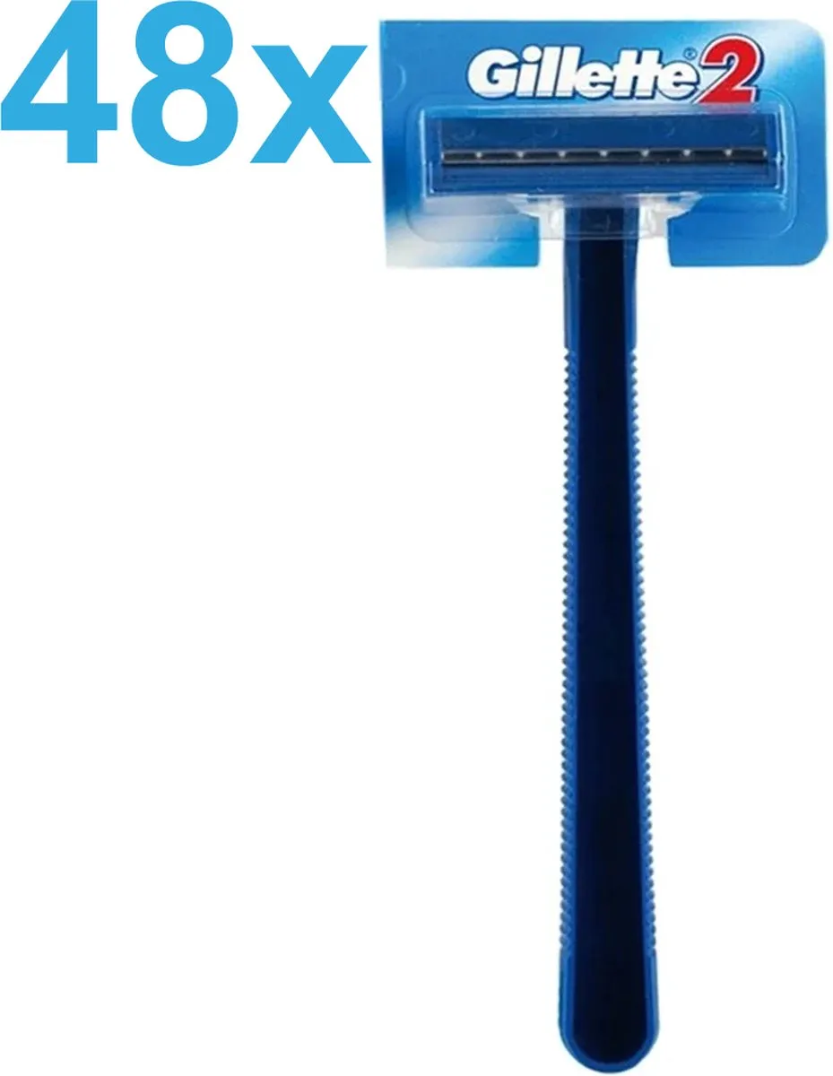 Gillette 2 Wegwerpscheermesjes - 48 Stuks (4x12) - Blauw
