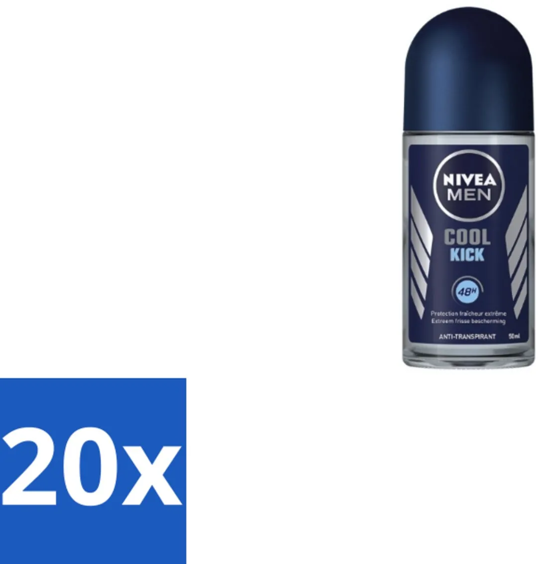NIVEA Men Cool Kick Deodorant Roller 50ml - 20 Stuks