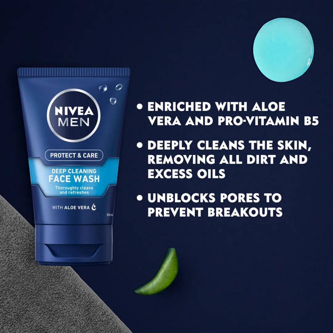 NIVEA MEN Protect & Care Reinigingsgel Gezicht - 3x100ml - afbeelding 4 van 6