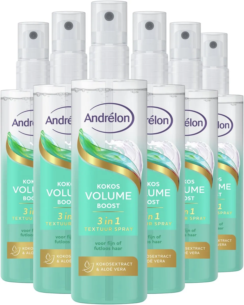 Andrélon 3-in-1 Textuur Spray Kokos Volume Boost - 6x150ml