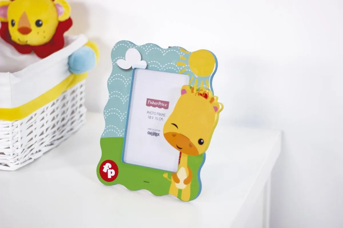 Fisher Price Houten Fotolijst Giraffe 10x15cm - 3 Foto's - Blauw Groen