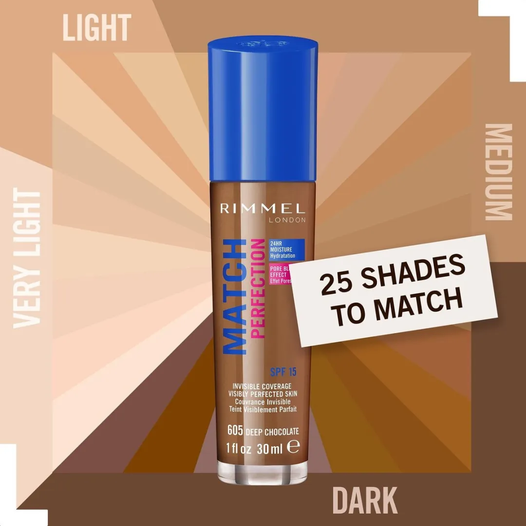 Rimmel London Match Perfection Foundation - 605 Deep Chocolate