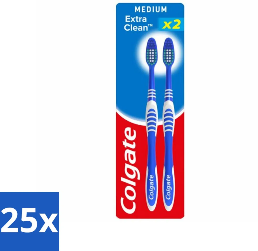 Colgate - Tandenborstels - Extra Clean Duo - Medium - 2 borstels - Bulkverpakking - 25 stuks