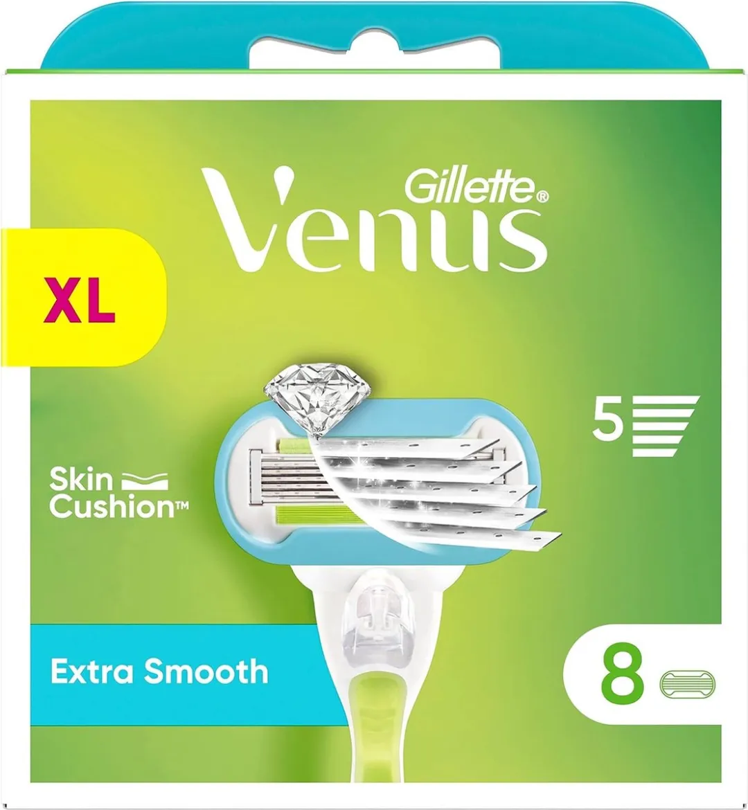 Gillette Venus Extra Smooth Scheermesjes 8 Stuks - 5 Bladen Groen/Wit