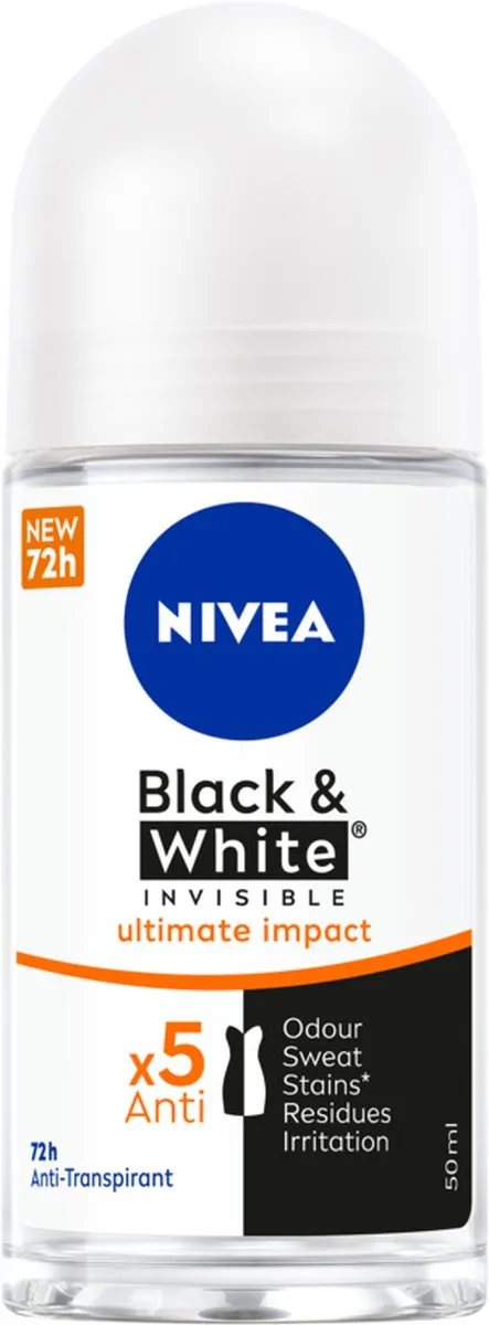 NIVEA Black & White Ultimate Impact Deo Roller - 300ml (6x50ml)