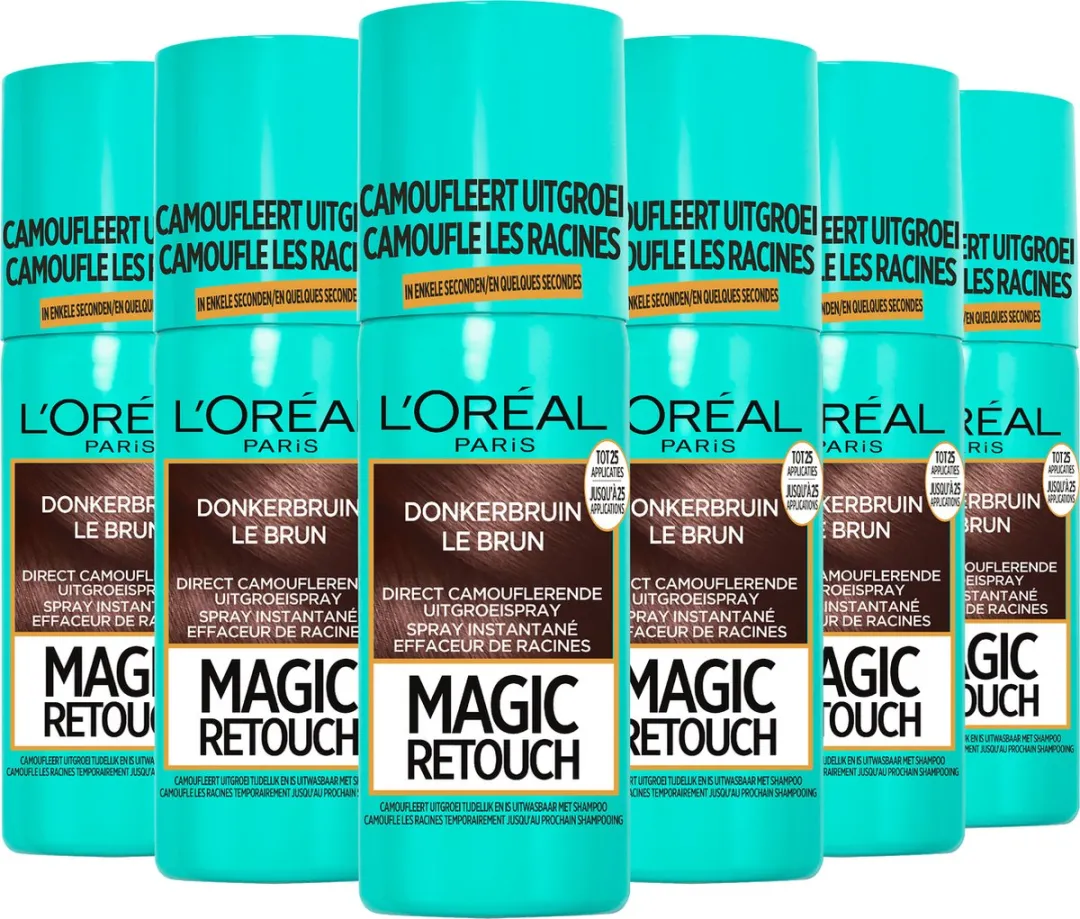 L'Oréal Paris Magic Retouch Uitgroeispray Donkerbruin - 6x75ml