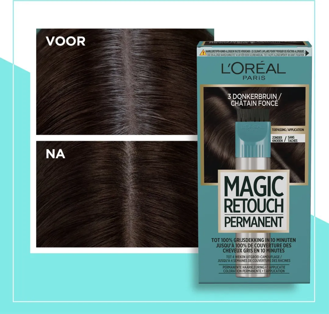 L'Oréal Paris Magic Retouch Permanent 3 Donkerbruin - 6x100g