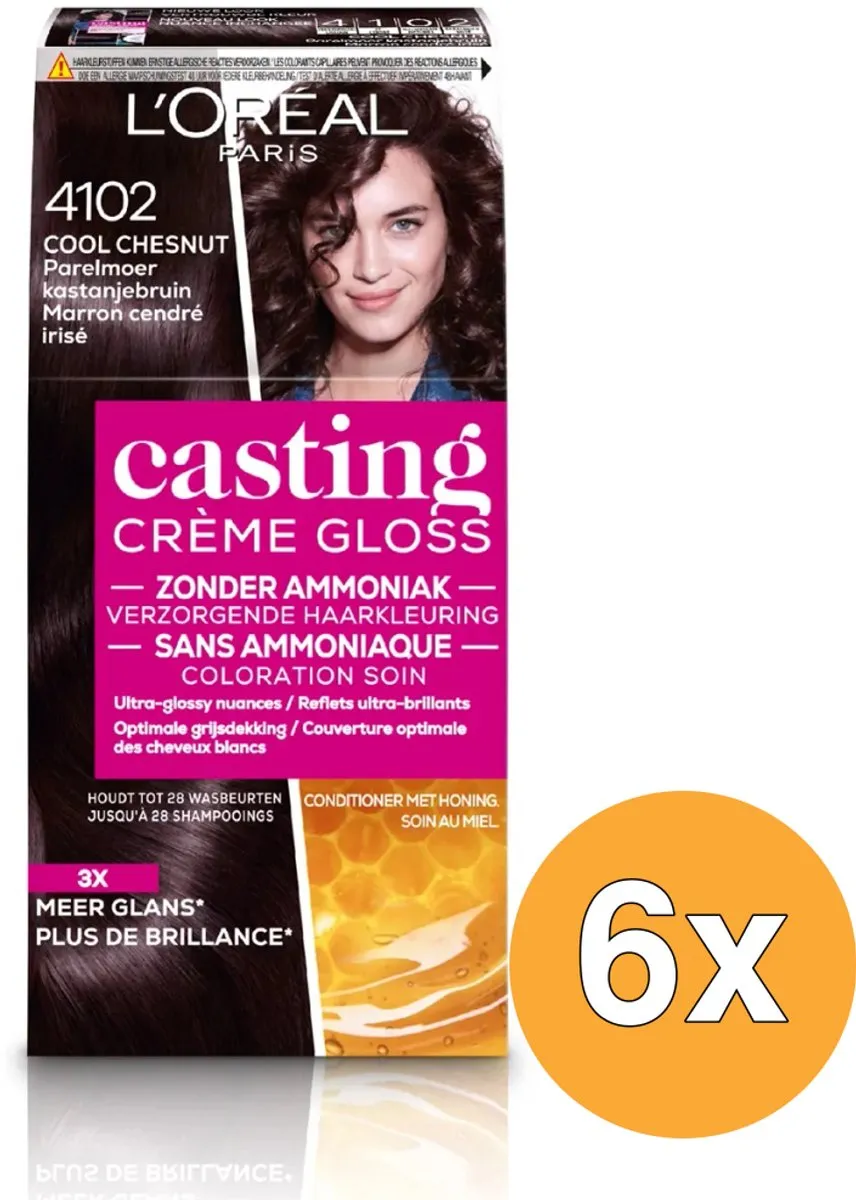 L'Oréal Paris Casting Crème Gloss 4102 Parelmoer Kastanjebruin - 6 Stuks - afbeelding 6 van 6