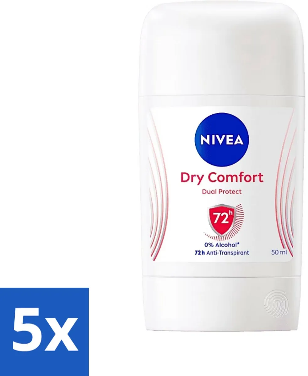 NIVEA Deostick Droog Comfort 72 Uur 50ml - 5 Stuks