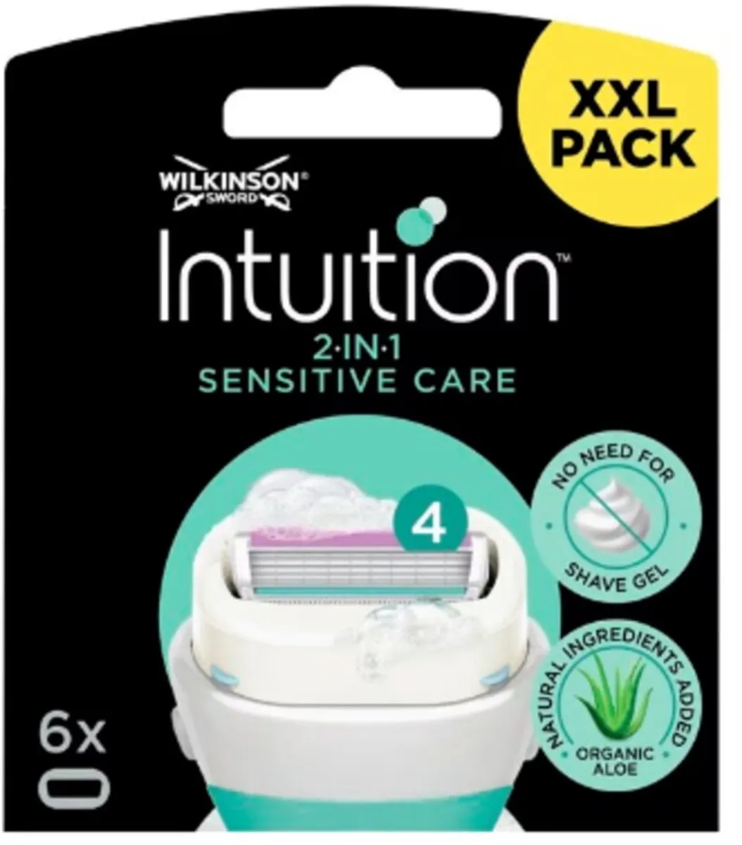 Wilkinson Intuition Navulmesjes 2-in-1 Sensitive Care - 6 Stuks - Groen/Wit