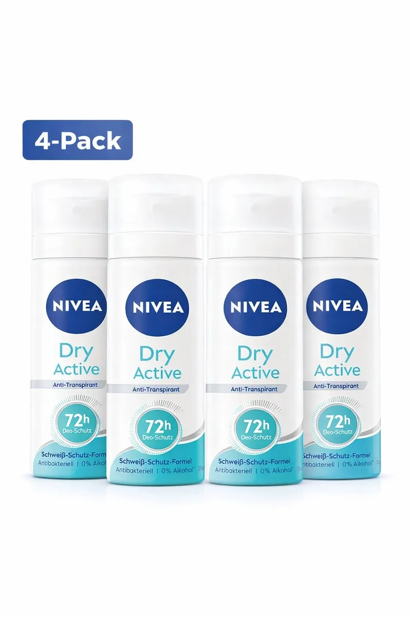 NIVEA Women Dry Active Deodorant 35ml - 4 Stuks