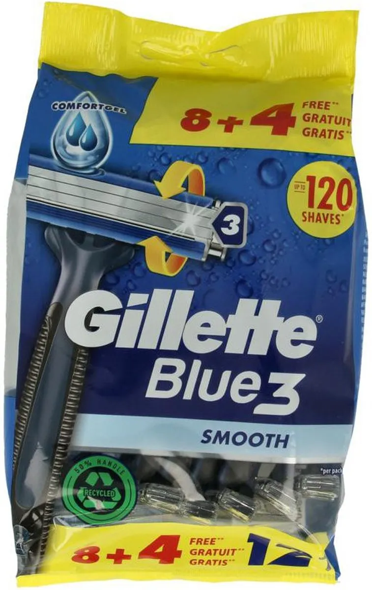 Gillette Blue III Smooth Wegwerpscheermesjes 12 Stuks