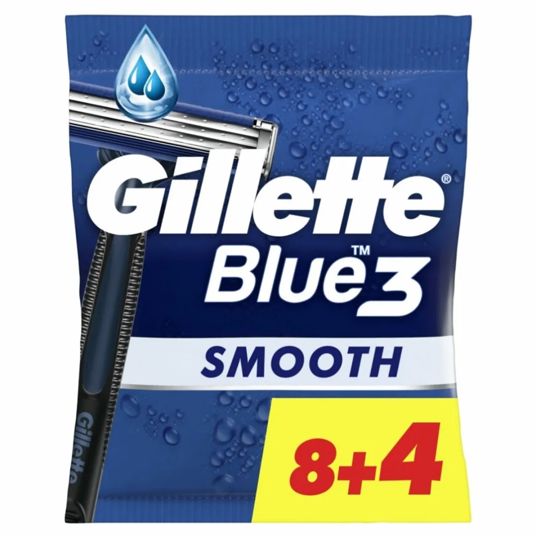 Gillette Blue III Smooth Wegwerpscheermesjes 12 Stuks - Zwart