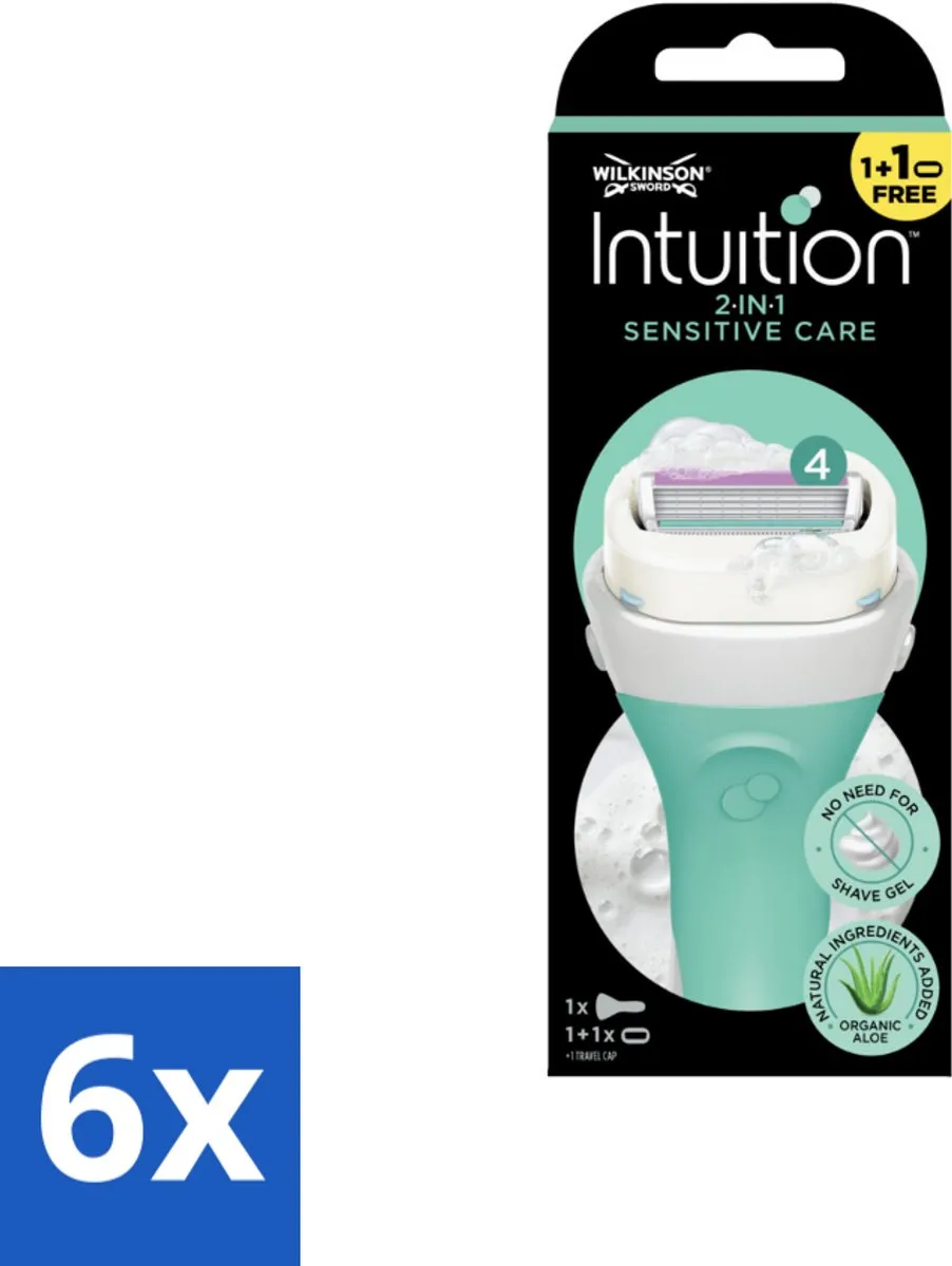 Wilkinson Sword - Scheermes - Intuition Sensitive Care 2-in-1 - Zacht - 1 scheermes - Voordeelverpakking - 6 stuks