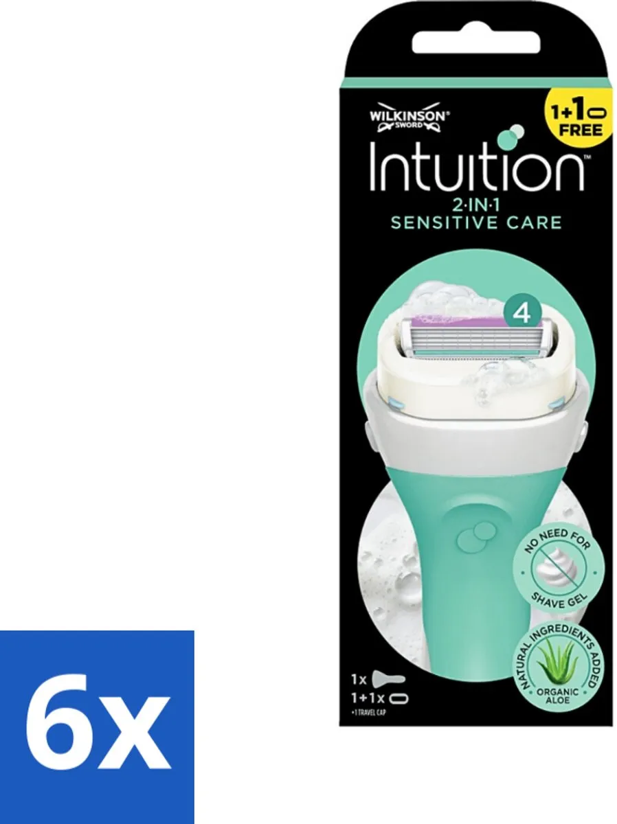 Wilkinson Sword - Scheermes - Intuition Sensitive Care 2-in-1 - Zacht - 1 scheermes - Voordeelverpakking - 6 stuks