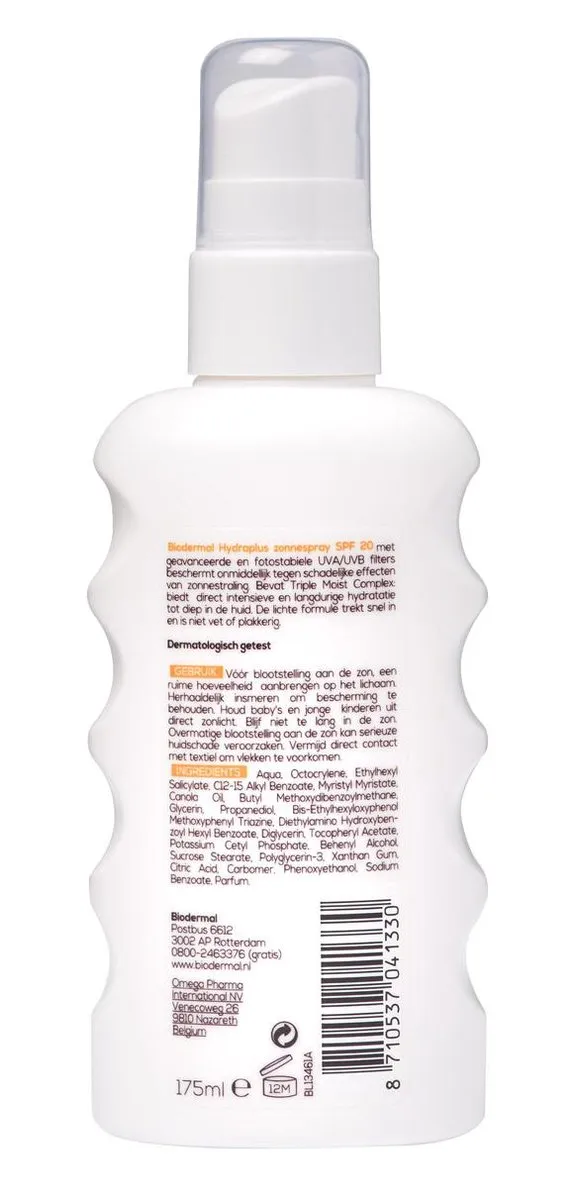 Biodermal Hydraplus Zonnebrandspray SPF 20 - 175ml