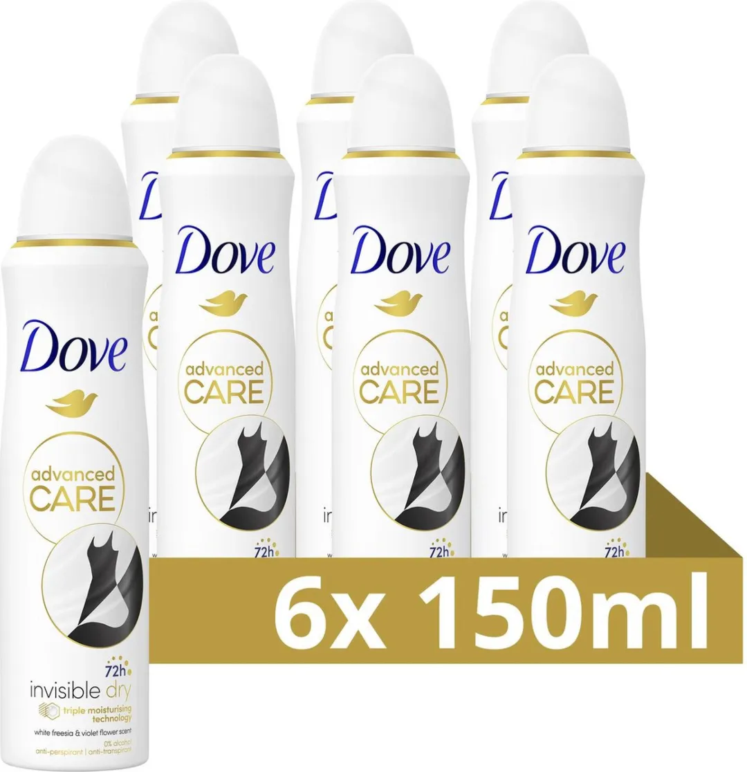 Dove Advanced Care Anti-Transpirant Spray Invisible Dry - 6x150ml