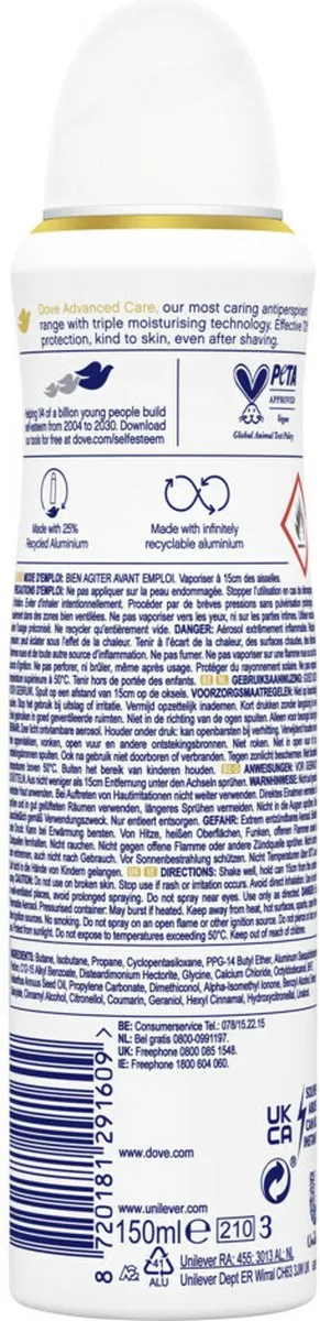 Dove Advanced Care Anti-Transpirant Spray Invisible Dry - 6x150ml - afbeelding 6 van 6