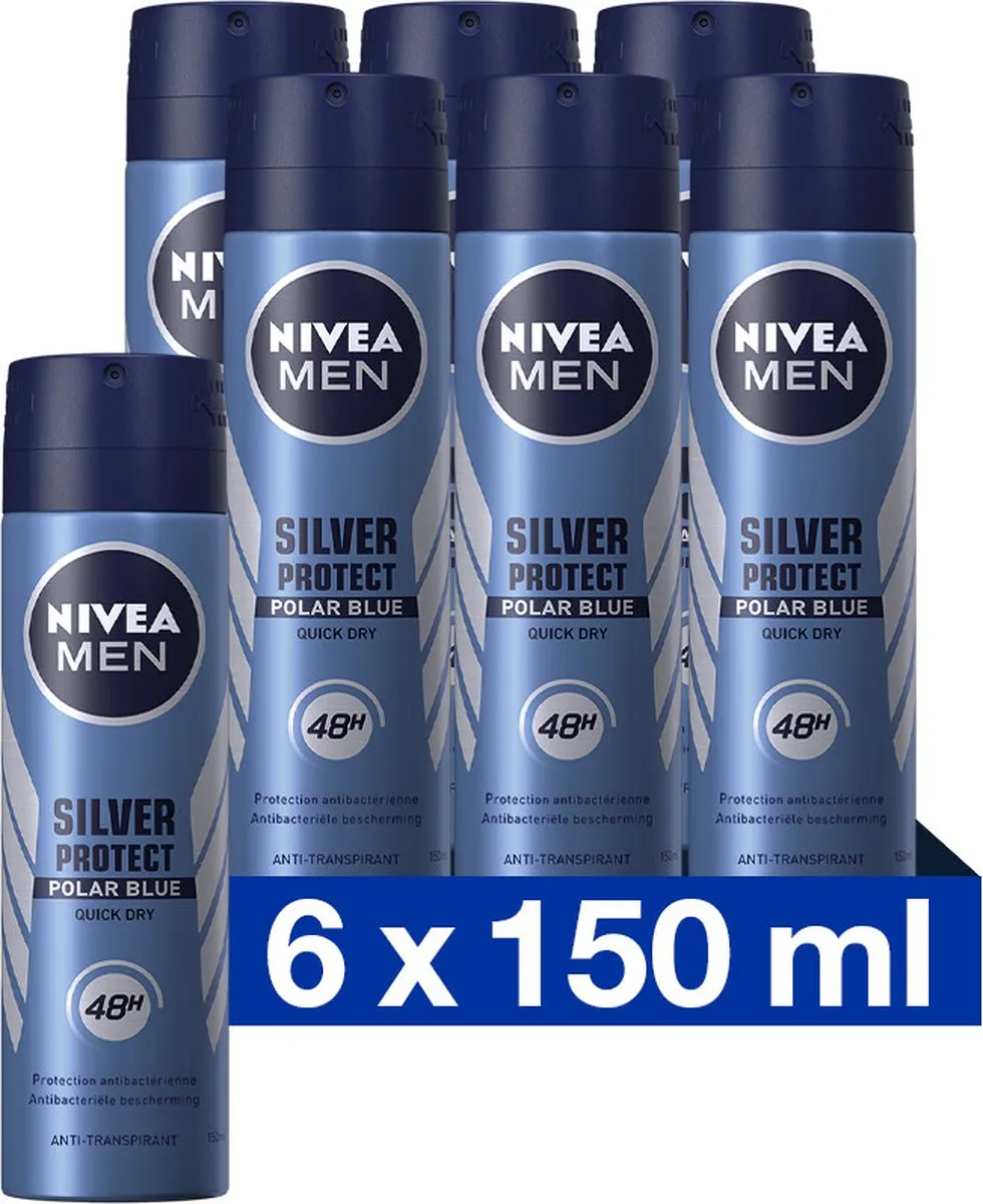 NIVEA MEN Silver Protect Polar Blue Deo Spray - 6x150ml