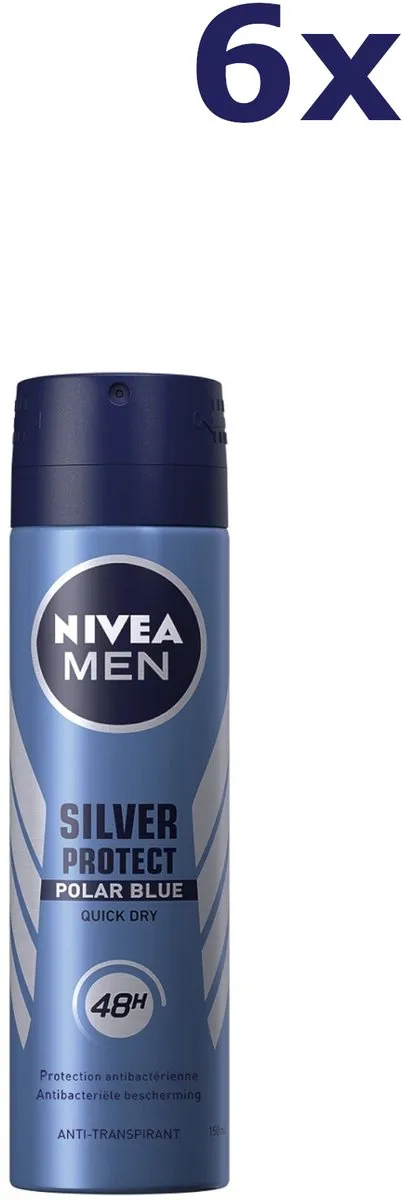 NIVEA MEN Silver Protect Polar Blue Deo Spray - 6x150ml