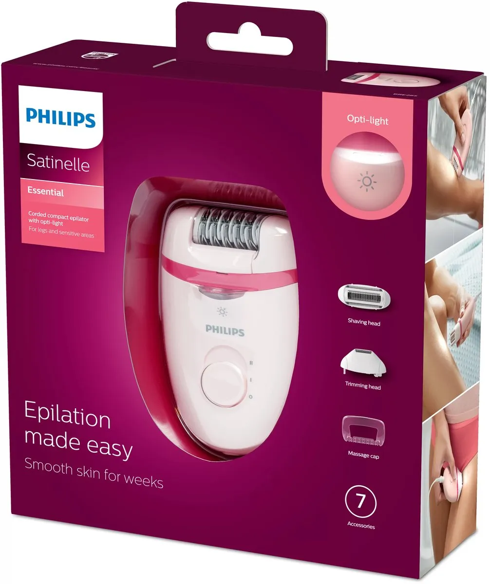 Philips Satinelle Essential BRE285/00 Epilator - Roze