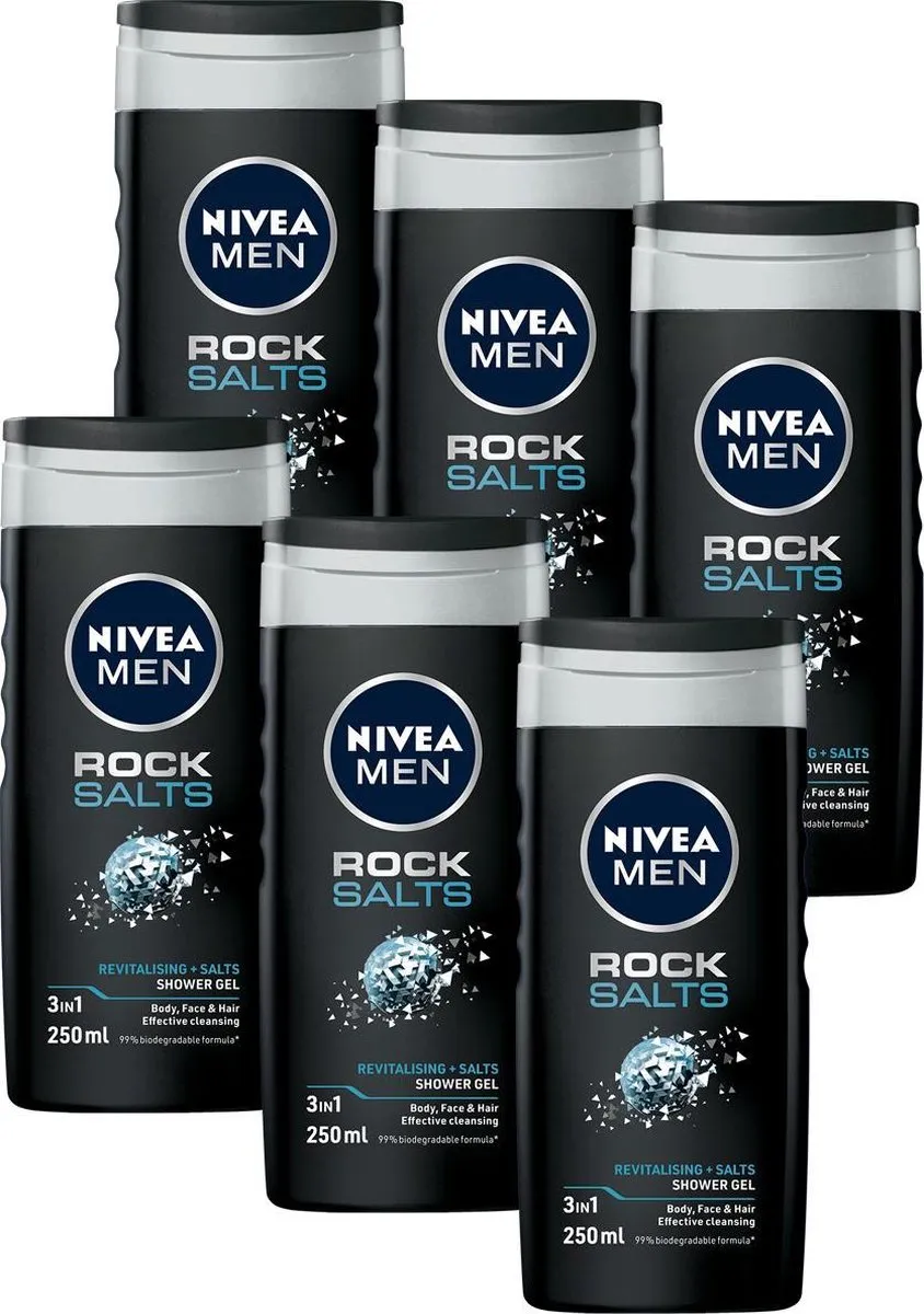 NIVEA MEN Rock Salts Douchegel 6x250ml