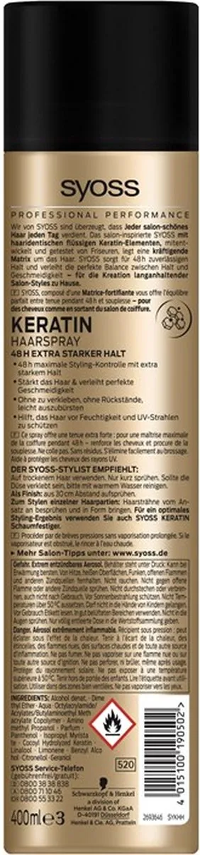 SYOSS Hairspray Keratine - 4x400ml