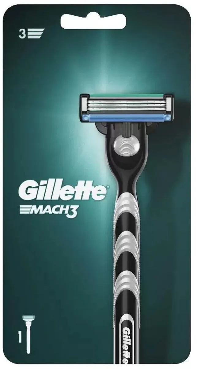 Gillette Mach3 Houder - 1 Mesje - Blauw/Wit/Zilver/Zwart