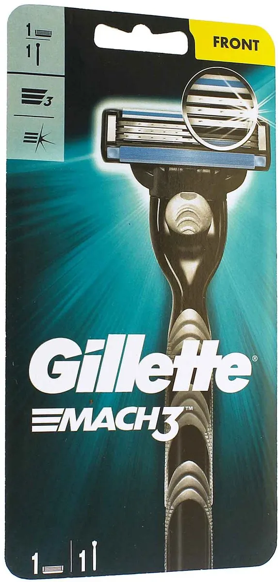 Gillette Mach3 Houder - 1 Mesje - Blauw/Wit/Zilver/Zwart
