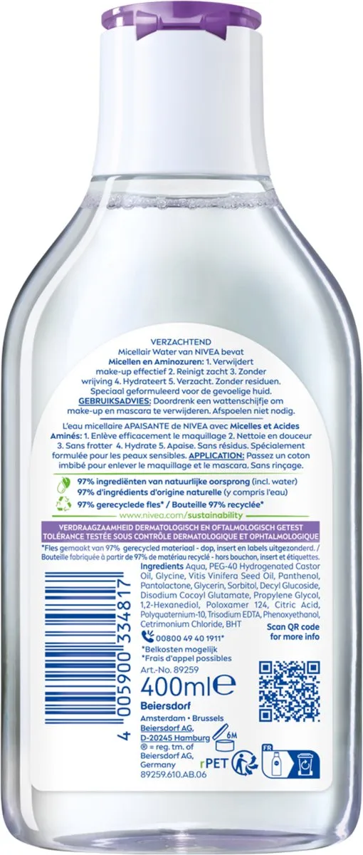 NIVEA Essentials Soothing Micellair Water 400ml - Gevoelige huid
