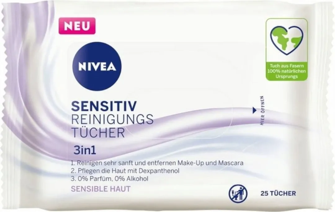 NIVEA Gezicht Reinigingsdoekjes Sensitive Aqua 25 Stuks