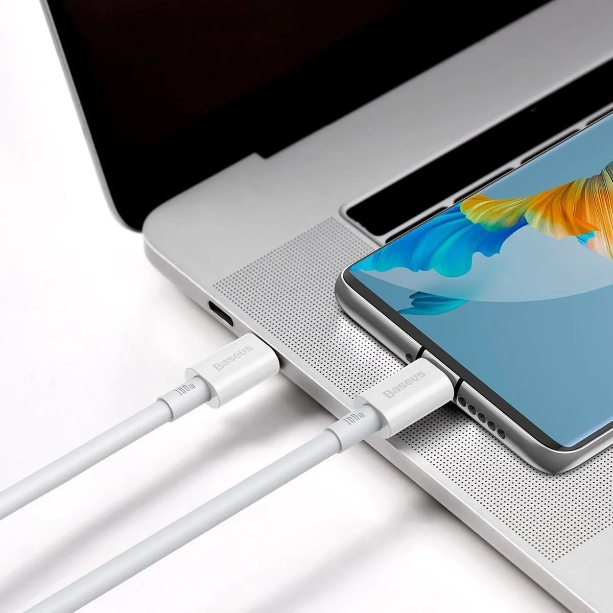Baseus USB-C 100W 2m Oplaad- en Data-kabel - Wit - afbeelding 6 van 6