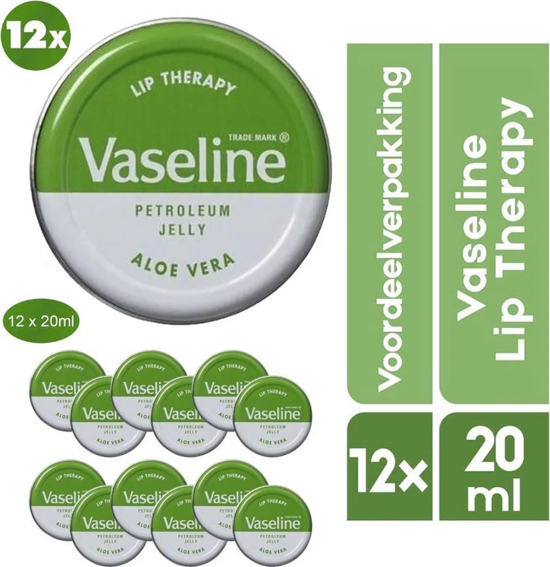 Vaseline Lip Therapy - Lippenbalsem - Aloe Vera - 12 x 20g