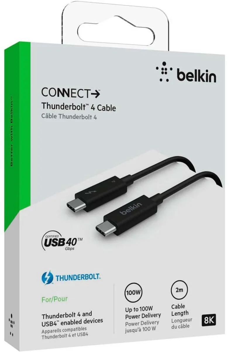 Belkin CONNECT Thunderbolt 4 INZ002bt2MBK Kabel - USB-C naar USB-C - Zwart