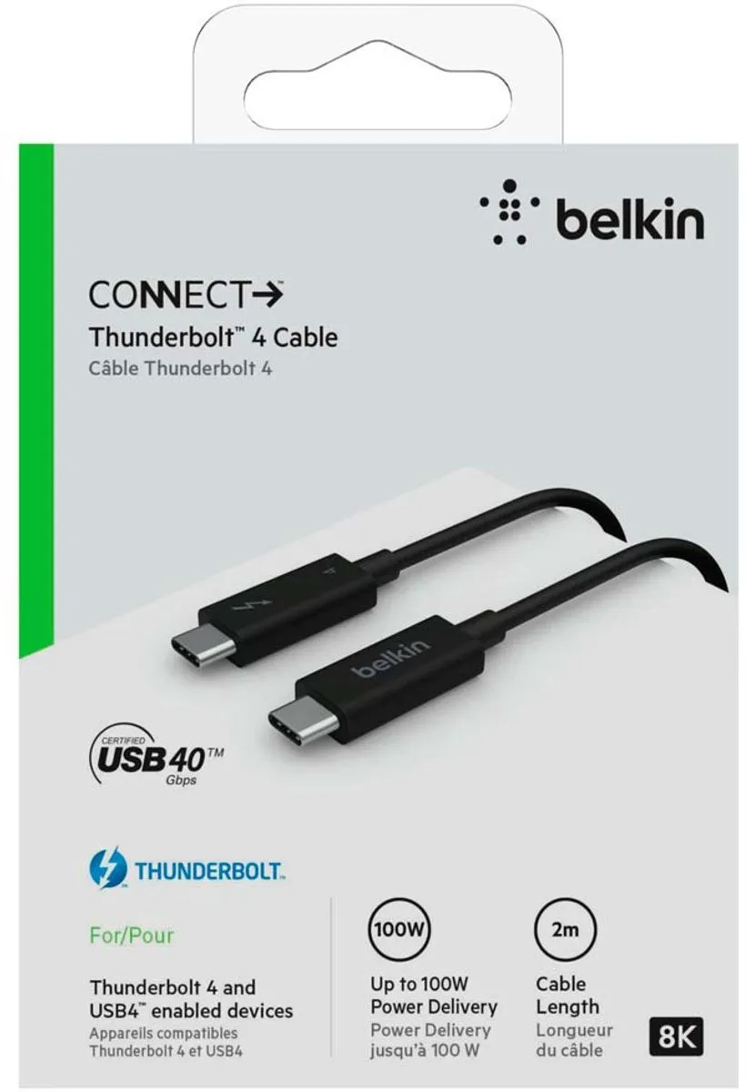 Belkin CONNECT Thunderbolt 4 INZ002bt2MBK Kabel - USB-C naar USB-C - Zwart