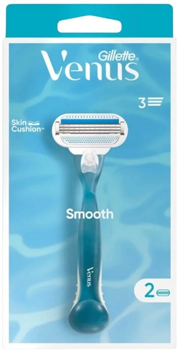 Gillette - Venus Smooth – Rondingvolgende Mesjes – Handvat + 2 Navulmesjes - Voordeelverpakking - 6 stuks - Scheren voor vrouwen - Venus SkinCushion
